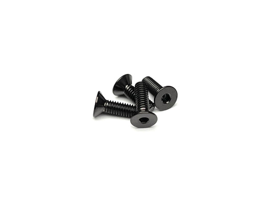 Sortafast M2 stealth black titanium countersunk screws – 4pk Grade 5 (6Al-4V) with 1.5 mm hex drive and flush fit design for 1/28-scale RC cars.