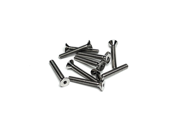 Sortafast 4-40 titanium countersunk screws – 10 piece set, precision Grade 5 RC hardware. Shown on a white background.