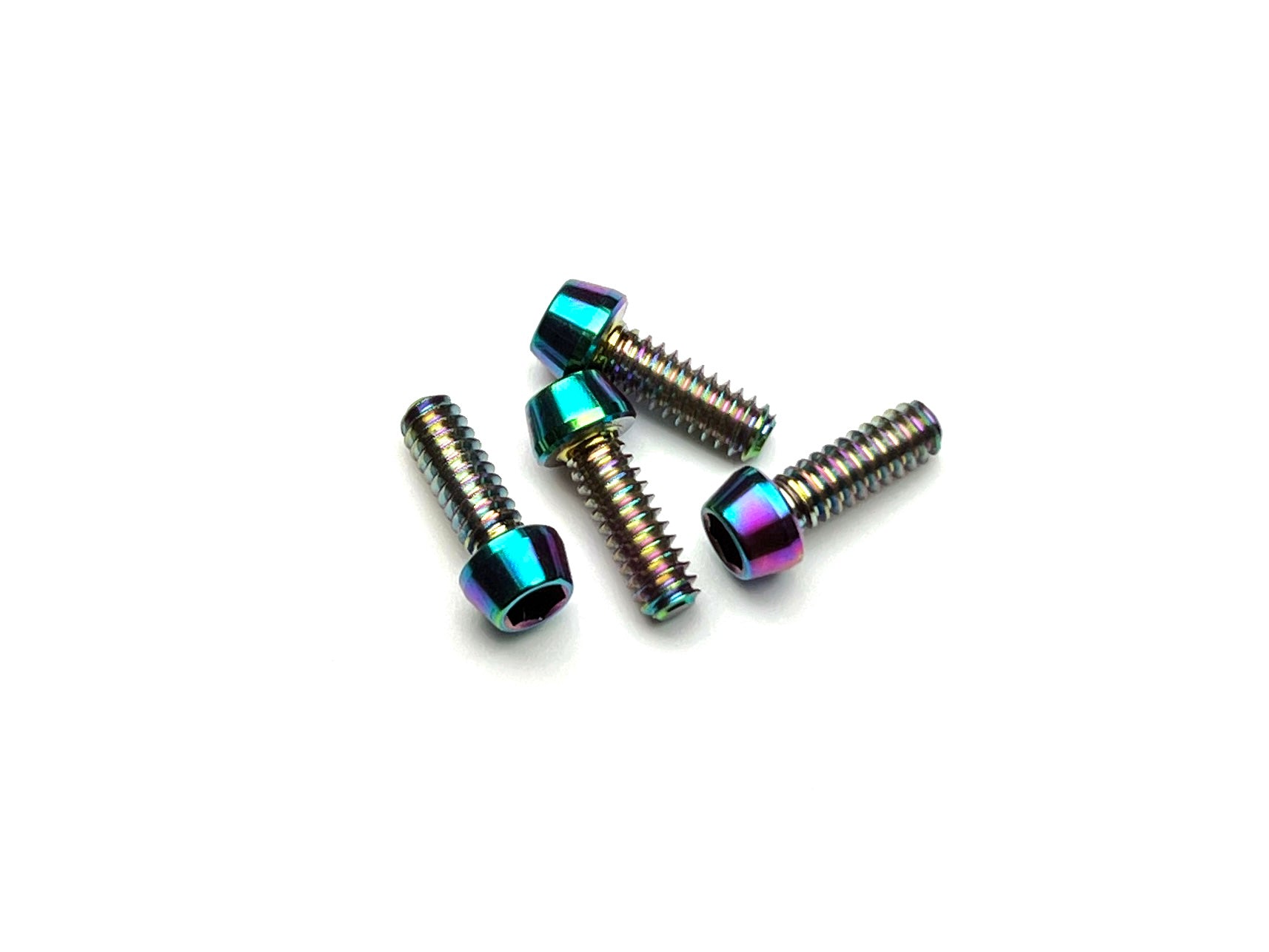 Sortafast titanium cap head screws, 4-40 thread, oil slick finish, 4pk