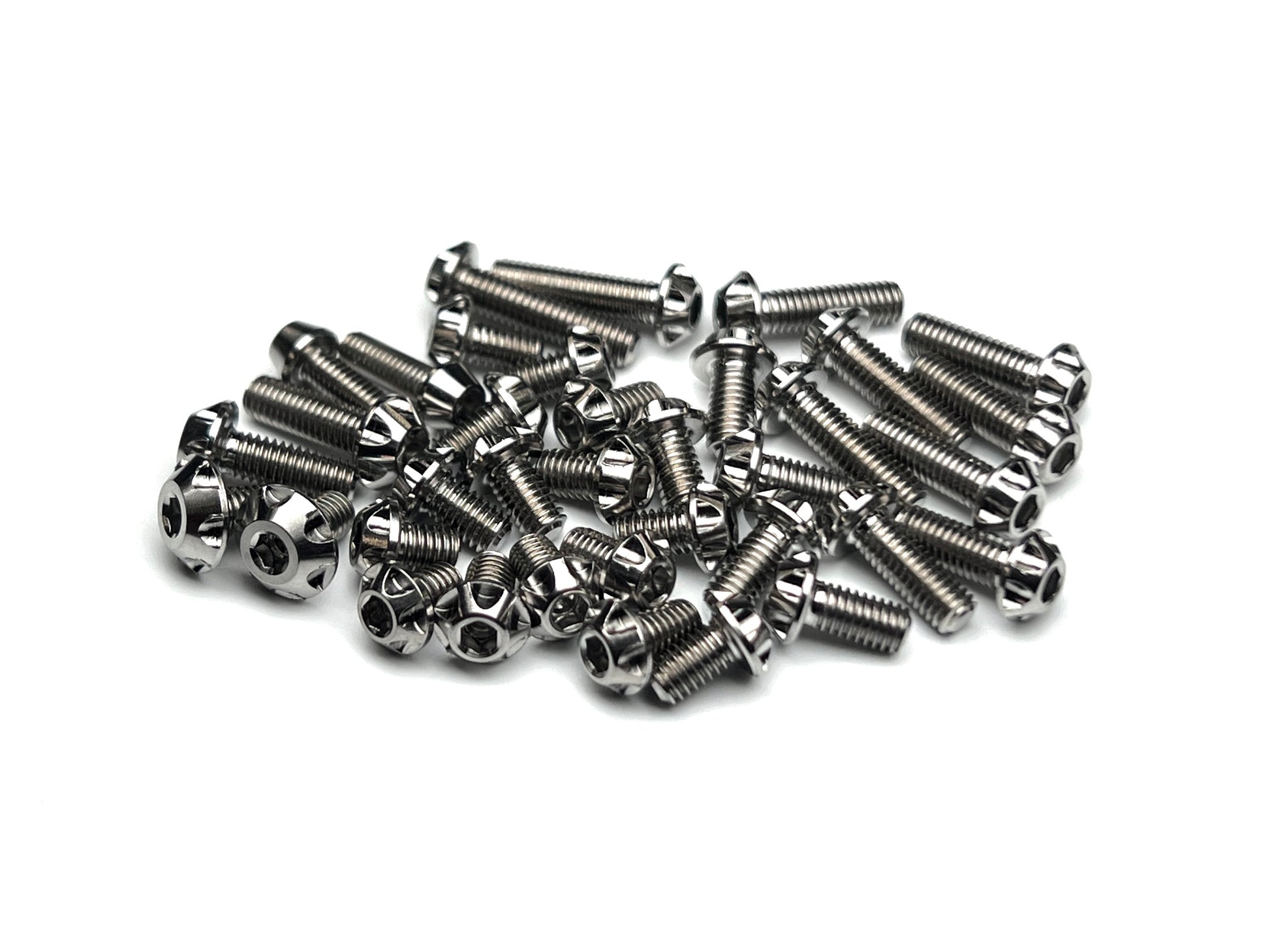 Sortafast Hexcix titanium topside screw kit for Awesomatix A12WC and A12X USA spec 12th scale chassis, 36-piece Grade 5 titanium hardware set.