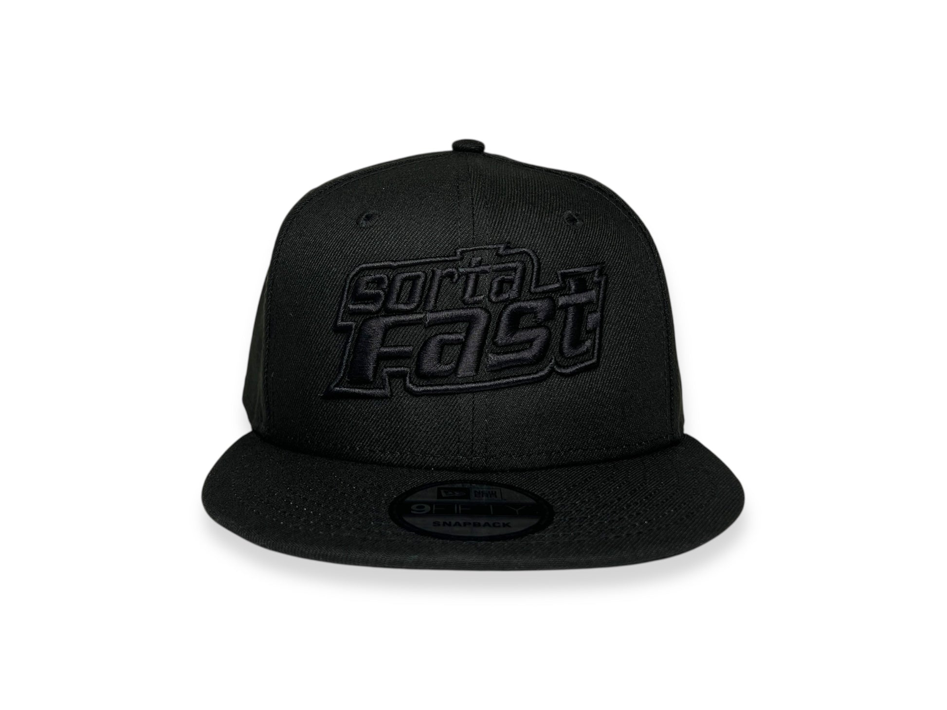 Sortafast "Jacked Up" Snapback Hat with black-on-black embroidered logo, displayed on a clean white background.