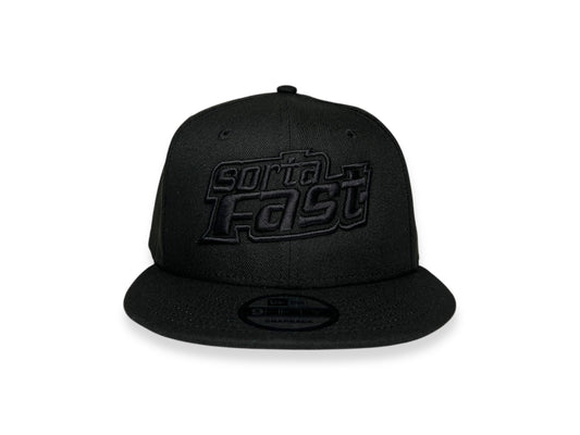 Sortafast "Jacked Up" Snapback Hat with black-on-black embroidered logo, displayed on a clean white background.