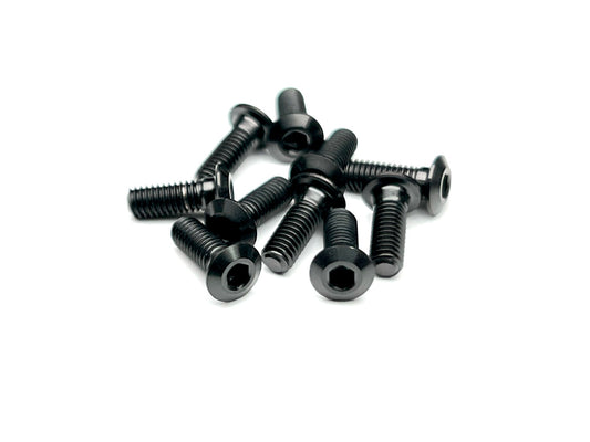 Sortafast Lowrider M3 titanium button head screws in Stealth Black PVD finish. 10 pack of low profile titanium screws. 