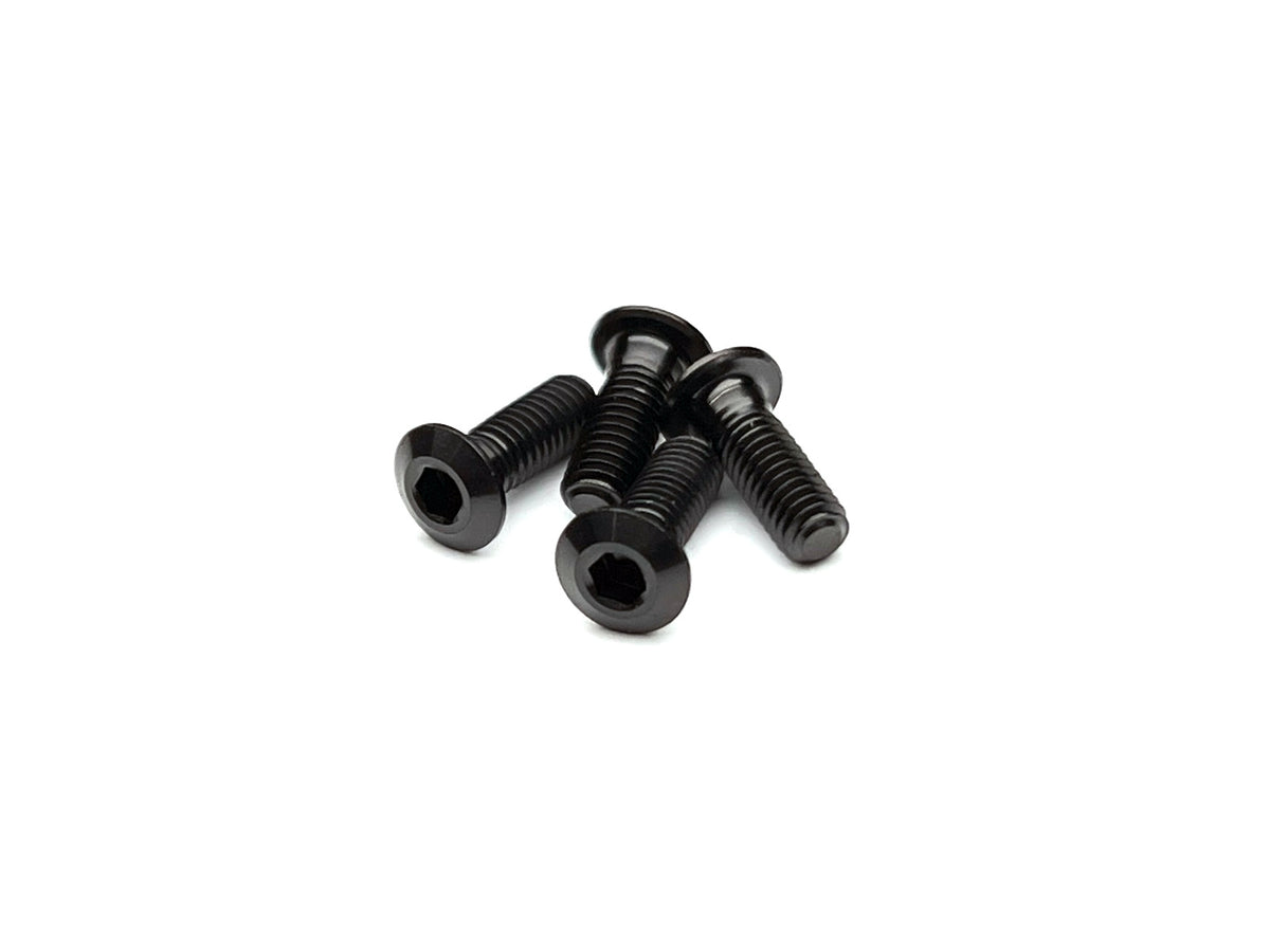 Sortafast Lowrider M3 titanium button head screws in Stealth Black PVD finish with 1.0 mm low-profile head, 4-pack.