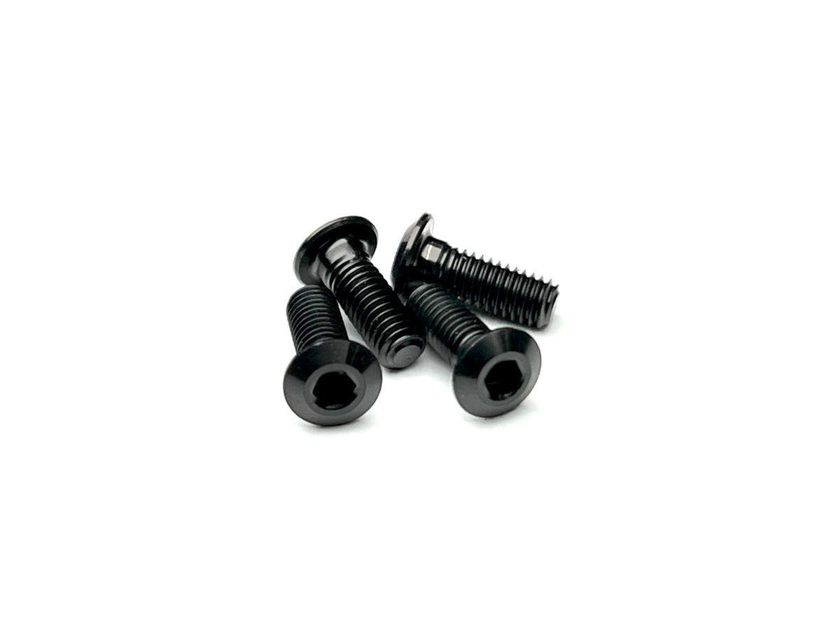 Sortafast Lowrider M3 titanium button head screws in Stealth Black PVD finish with 1.0 mm low-profile head, 4-pack.
