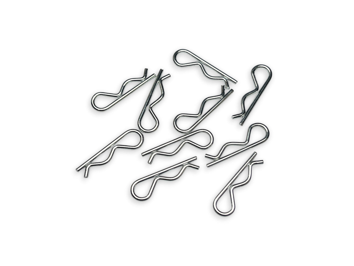 Large body clips - bright coated steel clips shown on a white background. 10-pcs for large scale RC cars