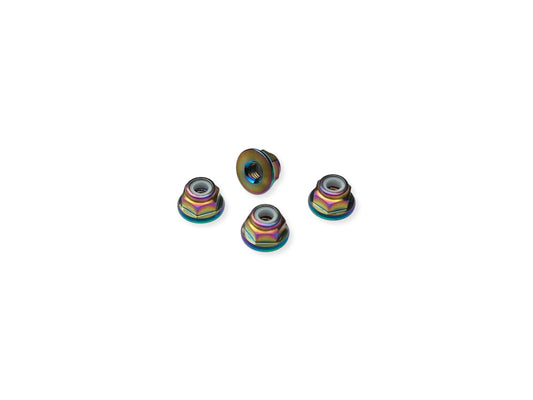Titanium M3 flanged lockut - Oil slick color - 4pc