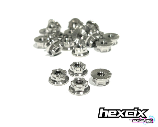 Sortafast Hexcix Titanium Nuts - M4 Flanged - 4pc