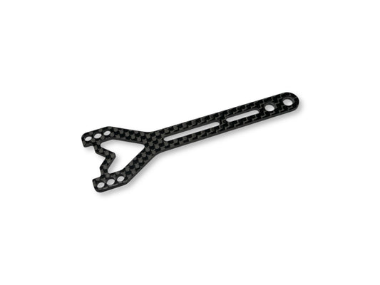 Synergy Racing XRAY X4 ’26 Rear Top Deck – Hard V-Brace 1.5mm or 2.0mm carbon fiber design for XRAY X4 ’26 rear position, tunable center brace, made in the USA.