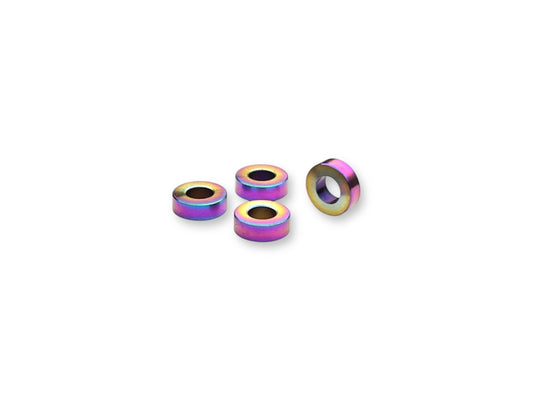 Sortafast M3 titanium shims – Grade 5 CNC machined precision spacers for repeatable geometry, accurate setup tuning, and race-ready durability in oil slick finish.