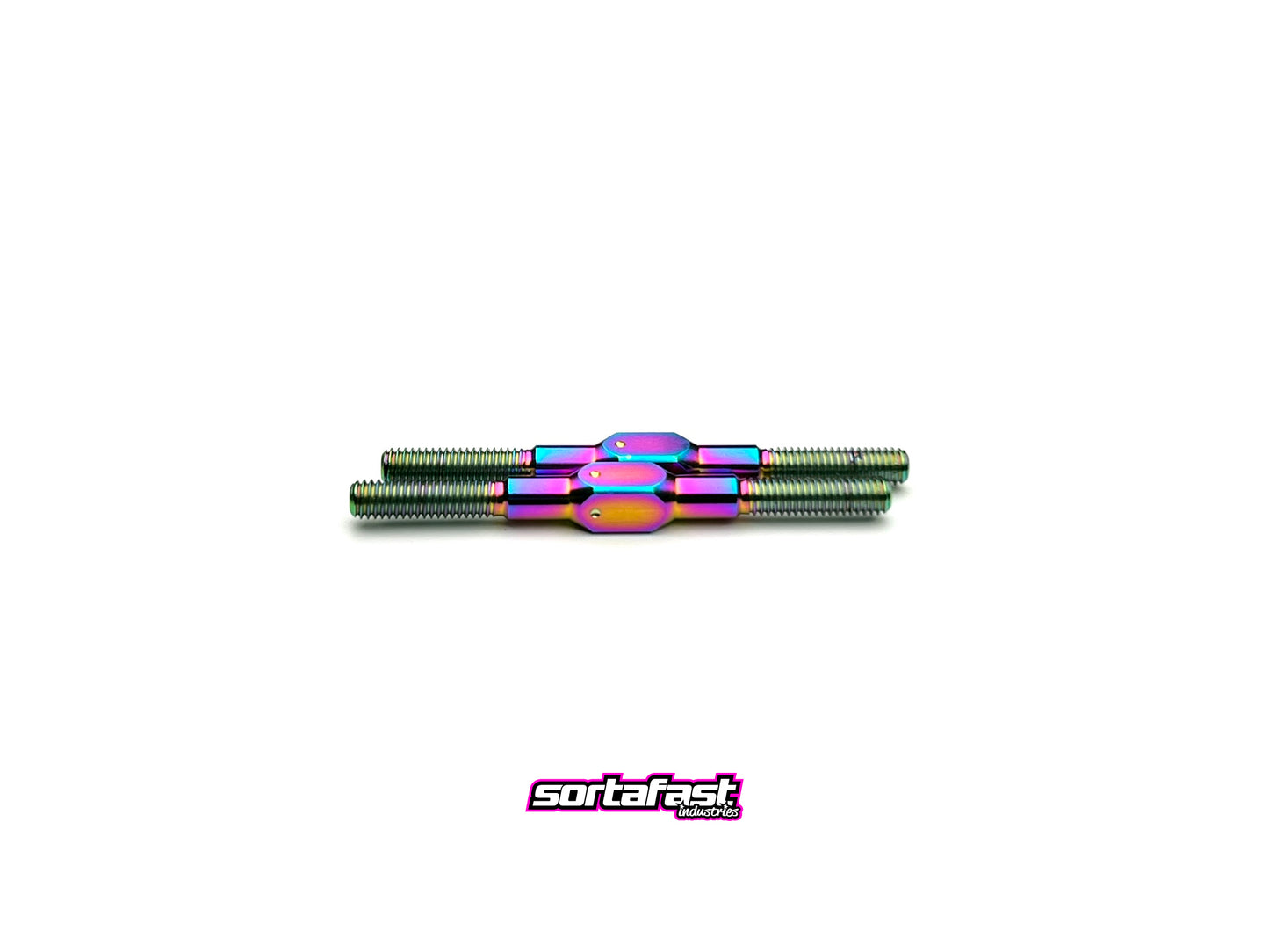 Sortafast M3 titanium turnbuckles with unique oil slick finish