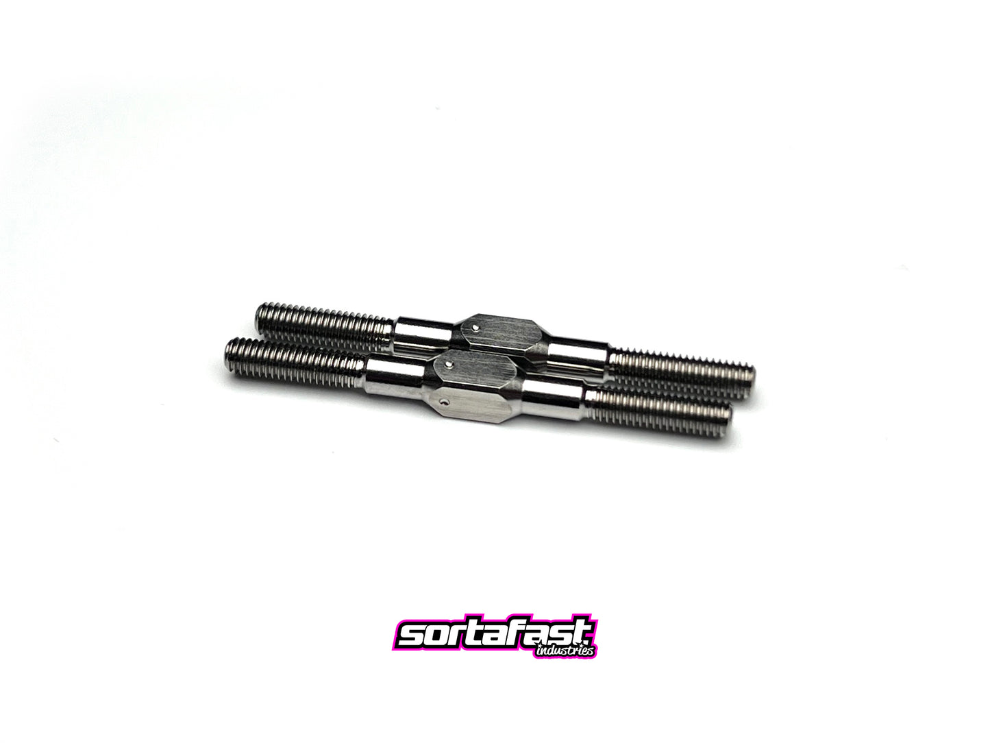 Sortafast titanium turnbuckle kit for Awesomatix A12, A12X, and A12WC shown on a white background with sortafast logo. 