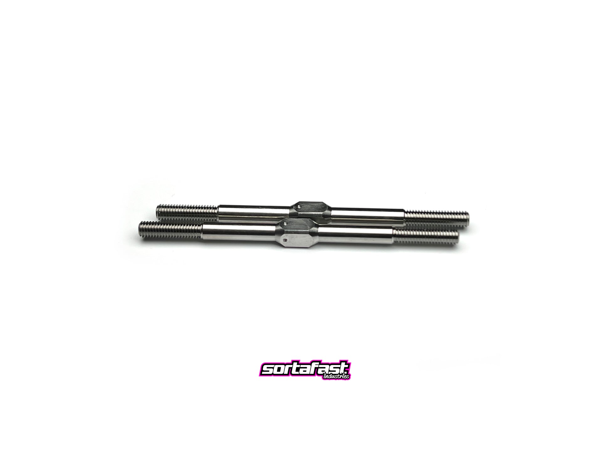 Sortafast 3x55mm titanium turnbuckles – 2-piece set, precision machined from Grade 5 titanium, shown on white background.