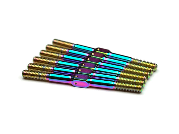 Sortafast titanium turnbuckle kit - 6pc set for the Team Associated B7 and B7.1 buggies - Oil Slick PVD finish