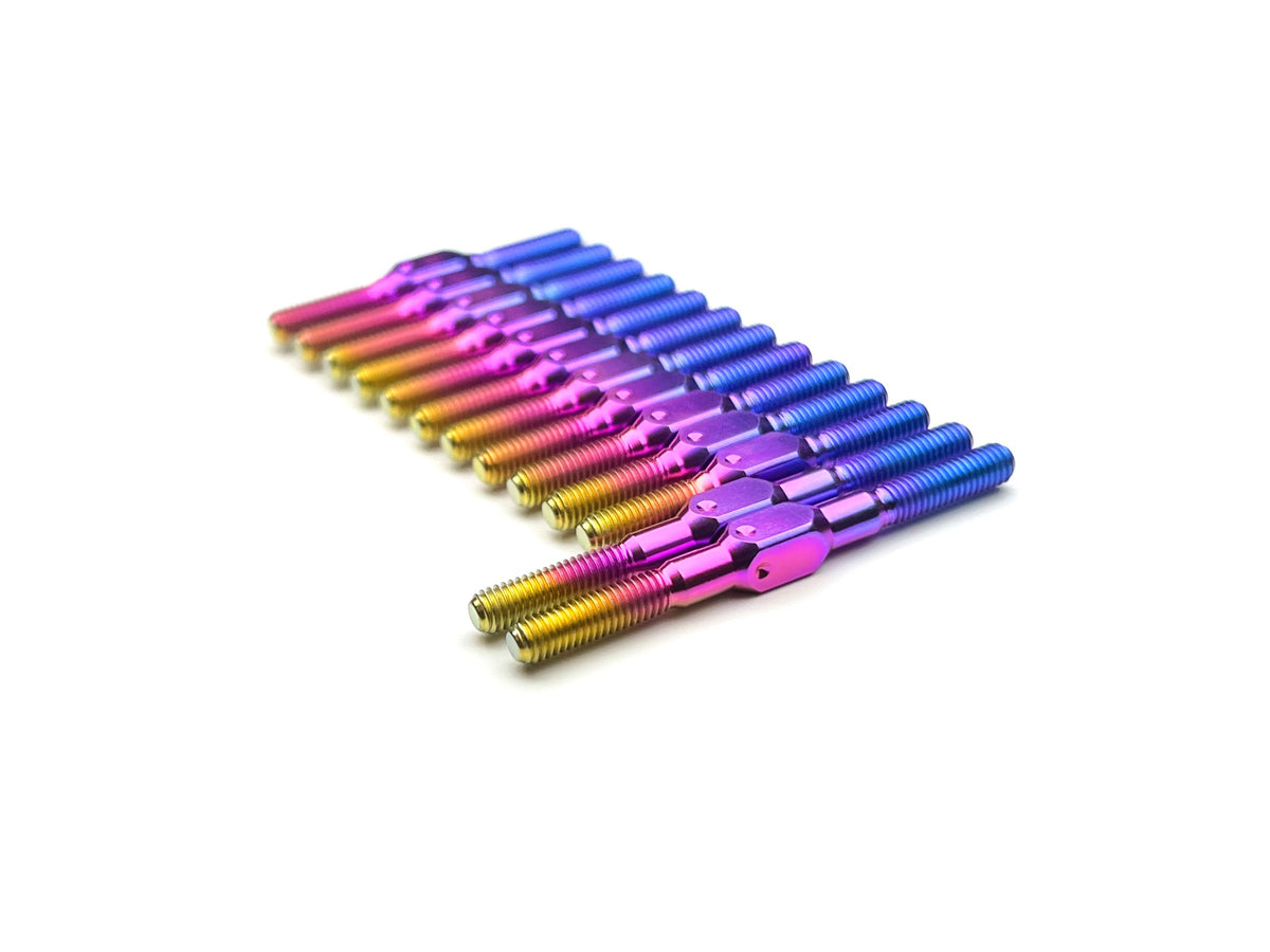 Sortafast titanium turnbuckle kit for the Mugen MTC3 - Shown in hyper berry finish