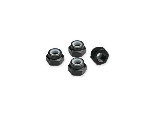 Sortafast M4 titanium locknuts black finish on white background
