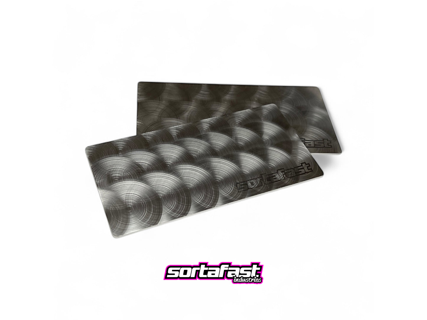 Two Sortafast stainless steel 1S/2S shorty battery weight plate with hand-applied engine-turned finish (38g).