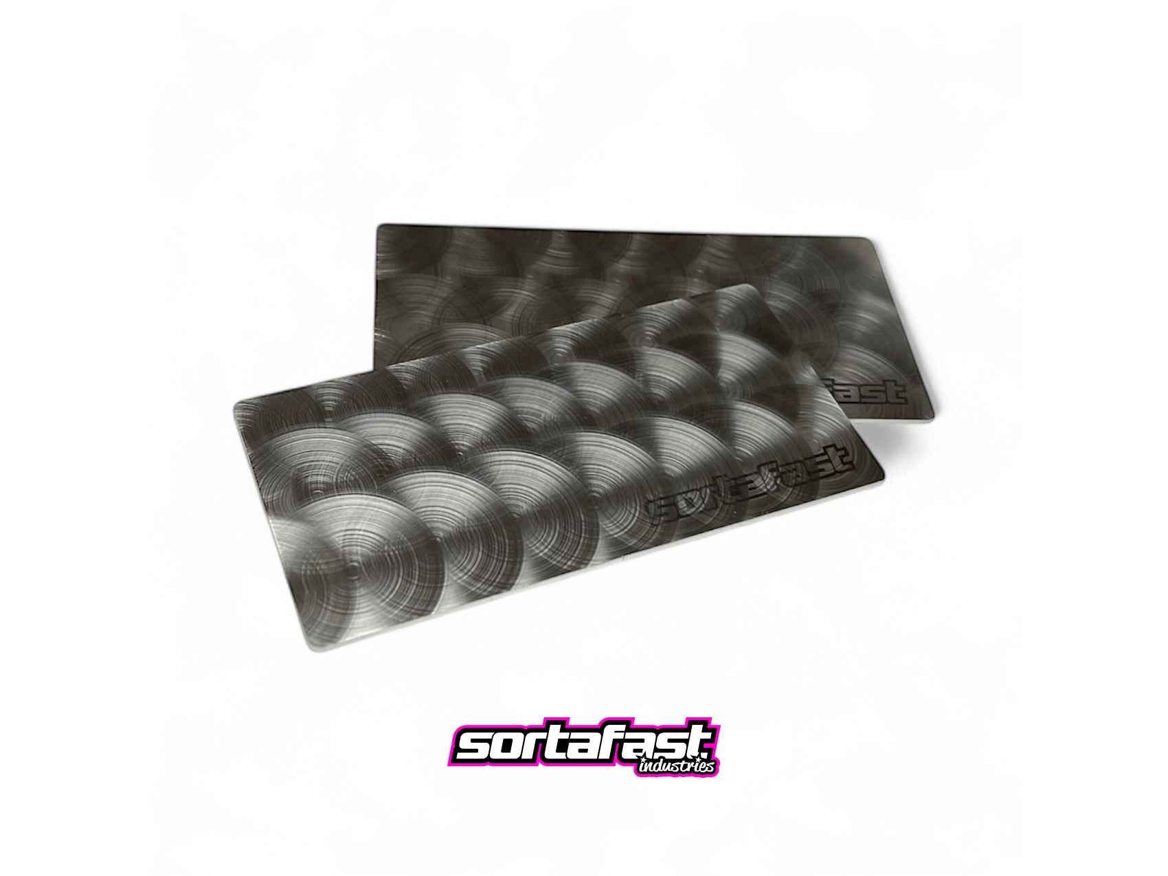 Two Sortafast stainless steel 1S/2S shorty battery weight plate with hand-applied engine-turned finish (38g).