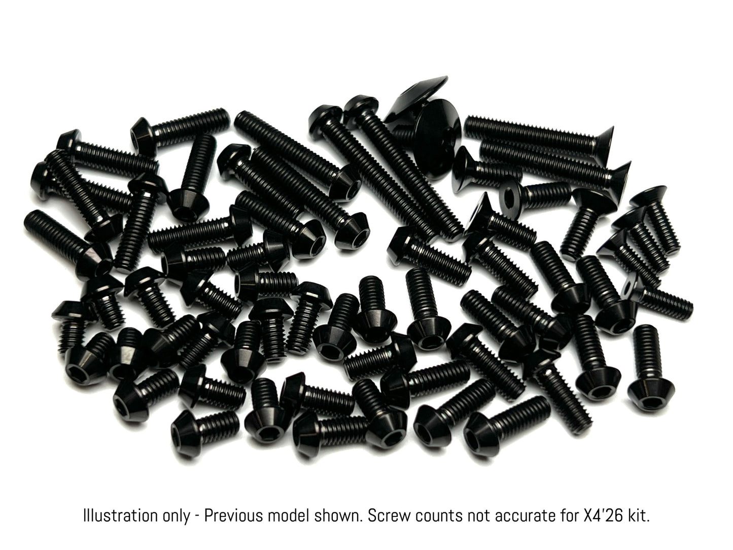 Black titanium button head screw kit- Product for XRAY X4'26 - alternate model shown for illustration. 