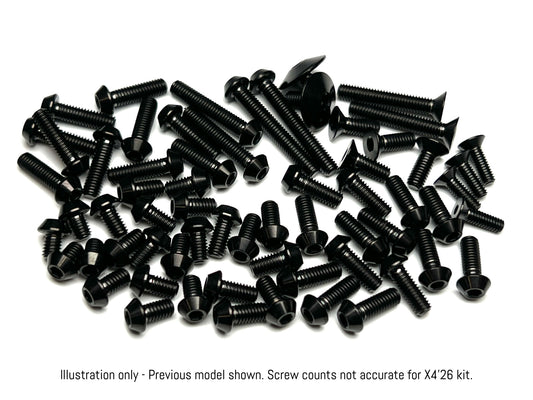 Black titanium button head screw kit- Product for XRAY X4'26 - alternate model shown for illustration. 