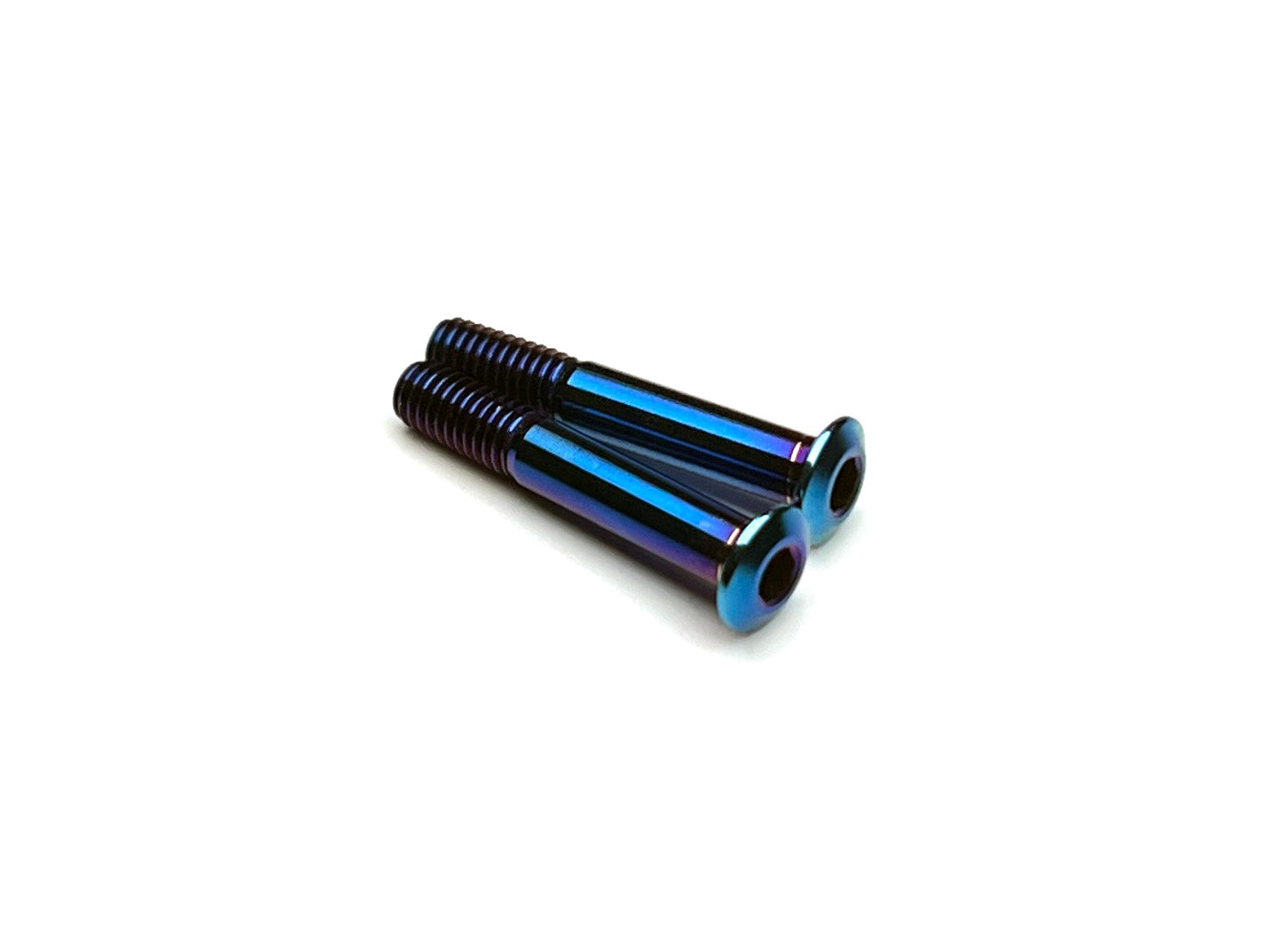 Titanium body stop screws for XRAY X4, Associated TC8 and other M3 applications. Burnt Blue Titanium finish, 2pcs