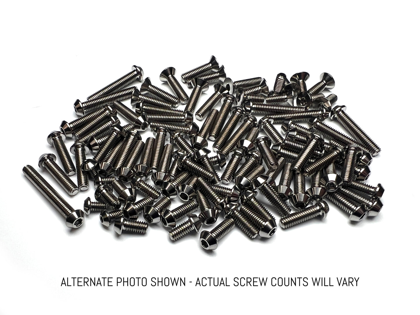 Button head screw kit - Titanium screws shown on a white background.