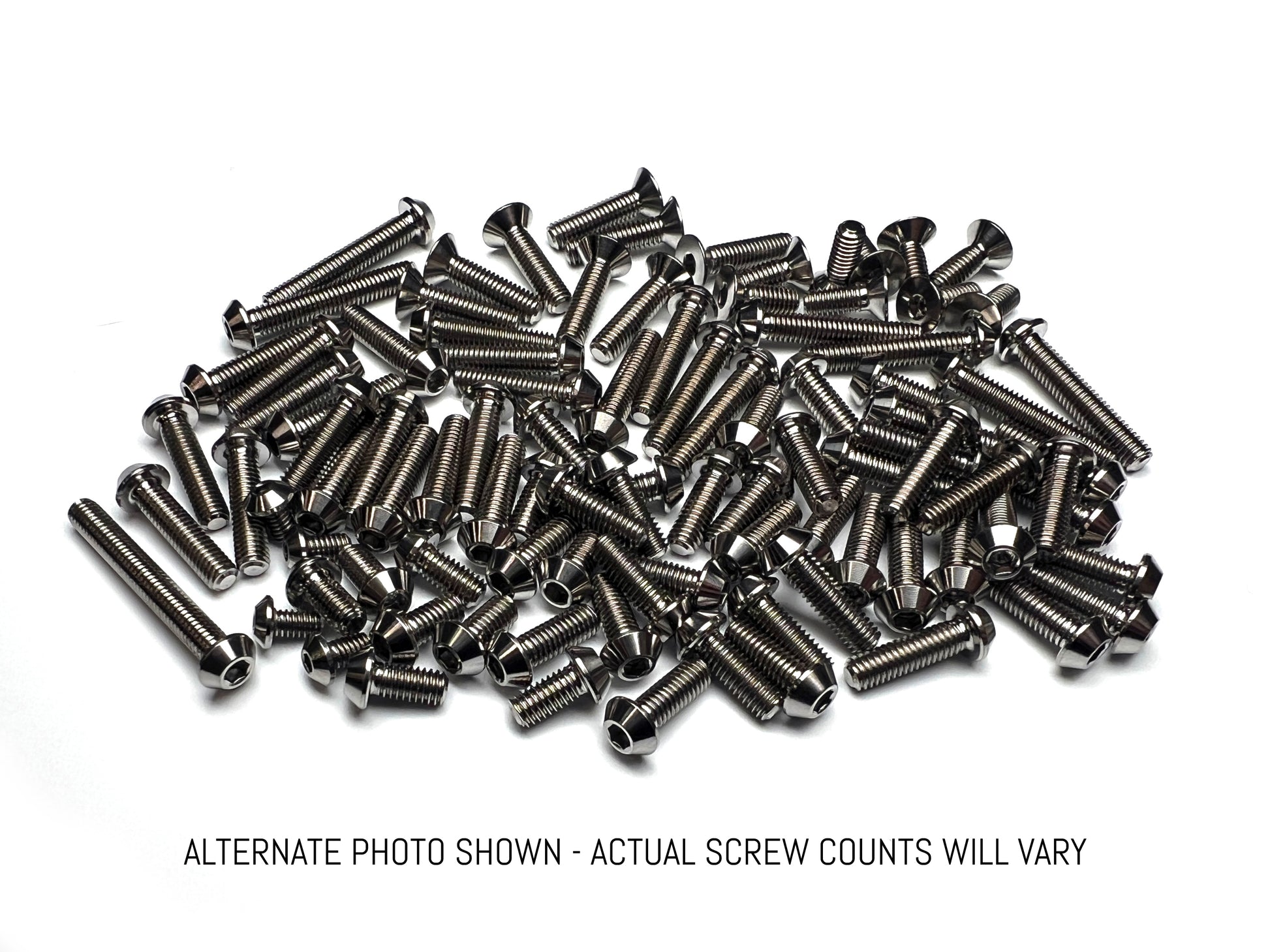 Button head screw kit - Titanium screws shown on a white background.
