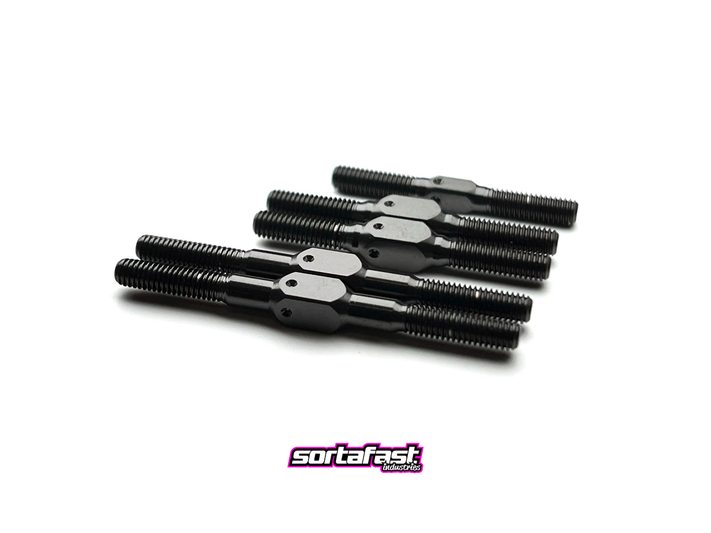 Sortafast stealth black titanium turnbuckle kit for XRAY X4 and X4F touring cars.