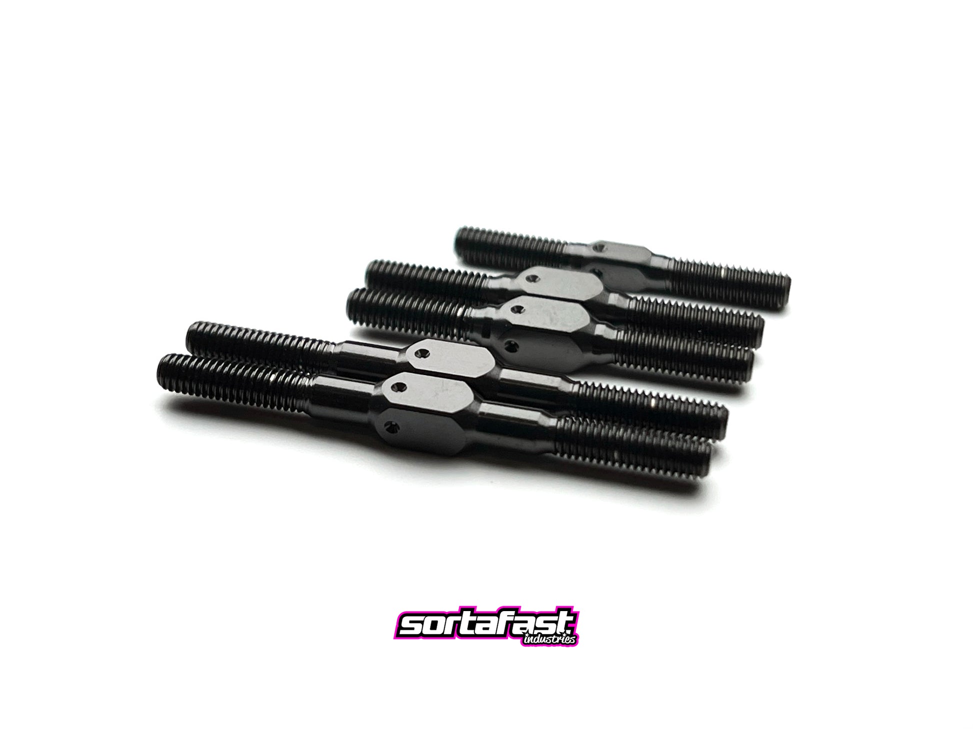 Sortafast stealth black titanium turnbuckle kit for XRAY X4 and X4F touring cars.