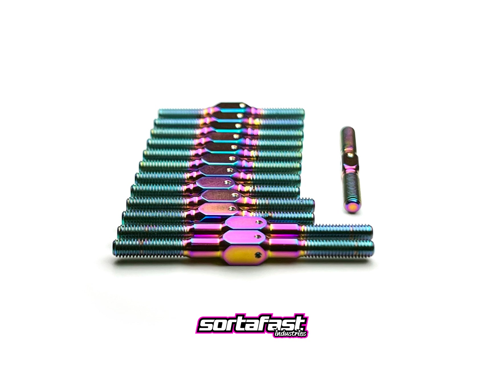 Sortafast oil slick titanium turnbuckle kit for XRAY X4 and X4F touring cars.