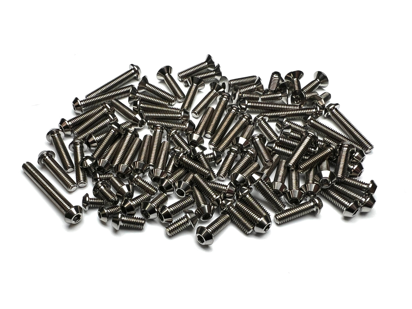 Sortafast titanium topside screw kit — 99pc natural finish for XRAY XB4 ’26 4WD buggy.