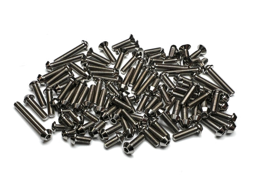 Sortafast titanium topside screw kit — 99pc natural finish for XRAY XB4 ’26 4WD buggy.