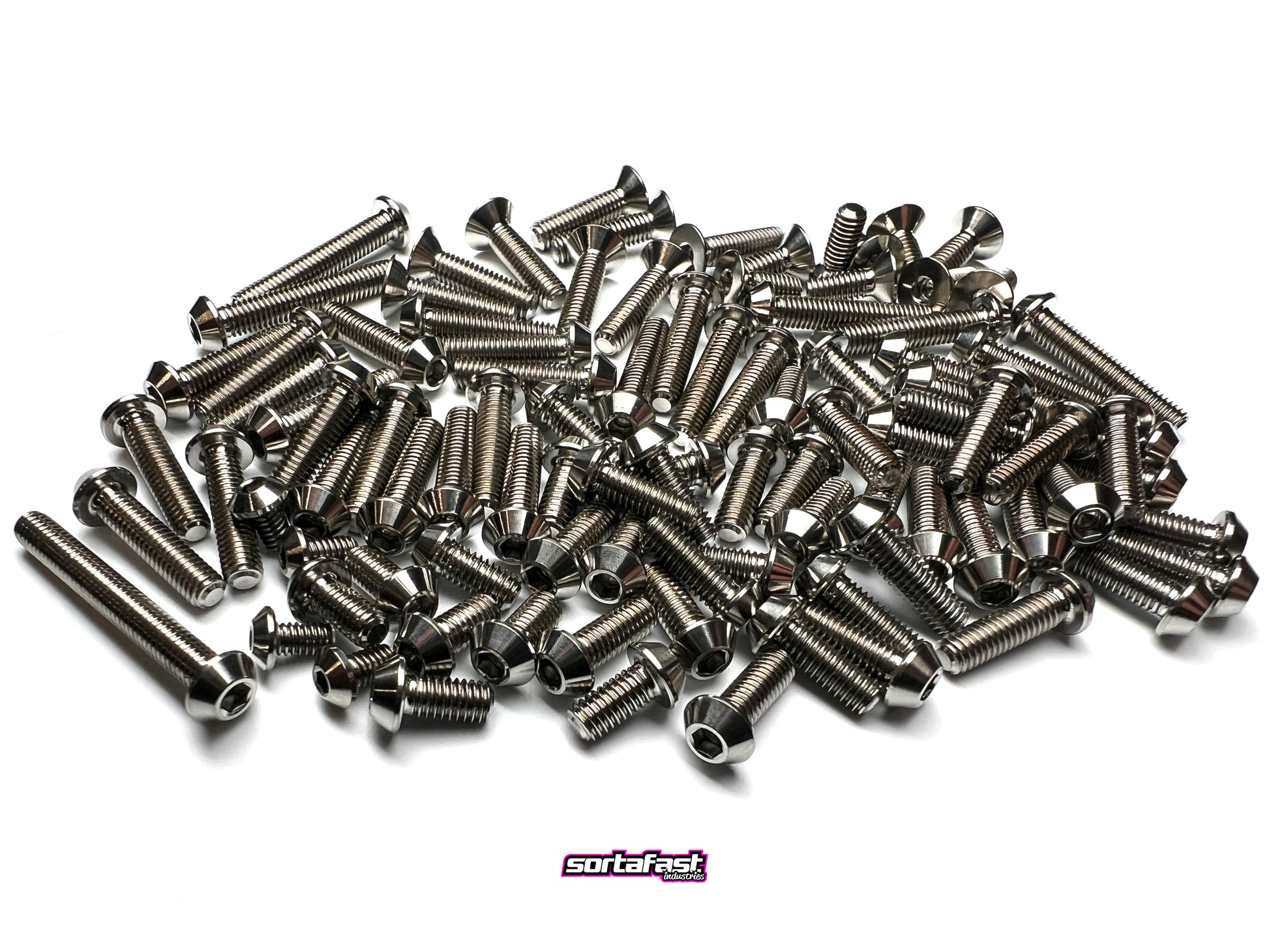 Sortafast titanium topside screw kit — 99pc natural finish for XRAY XB4 ’26 4WD buggy.