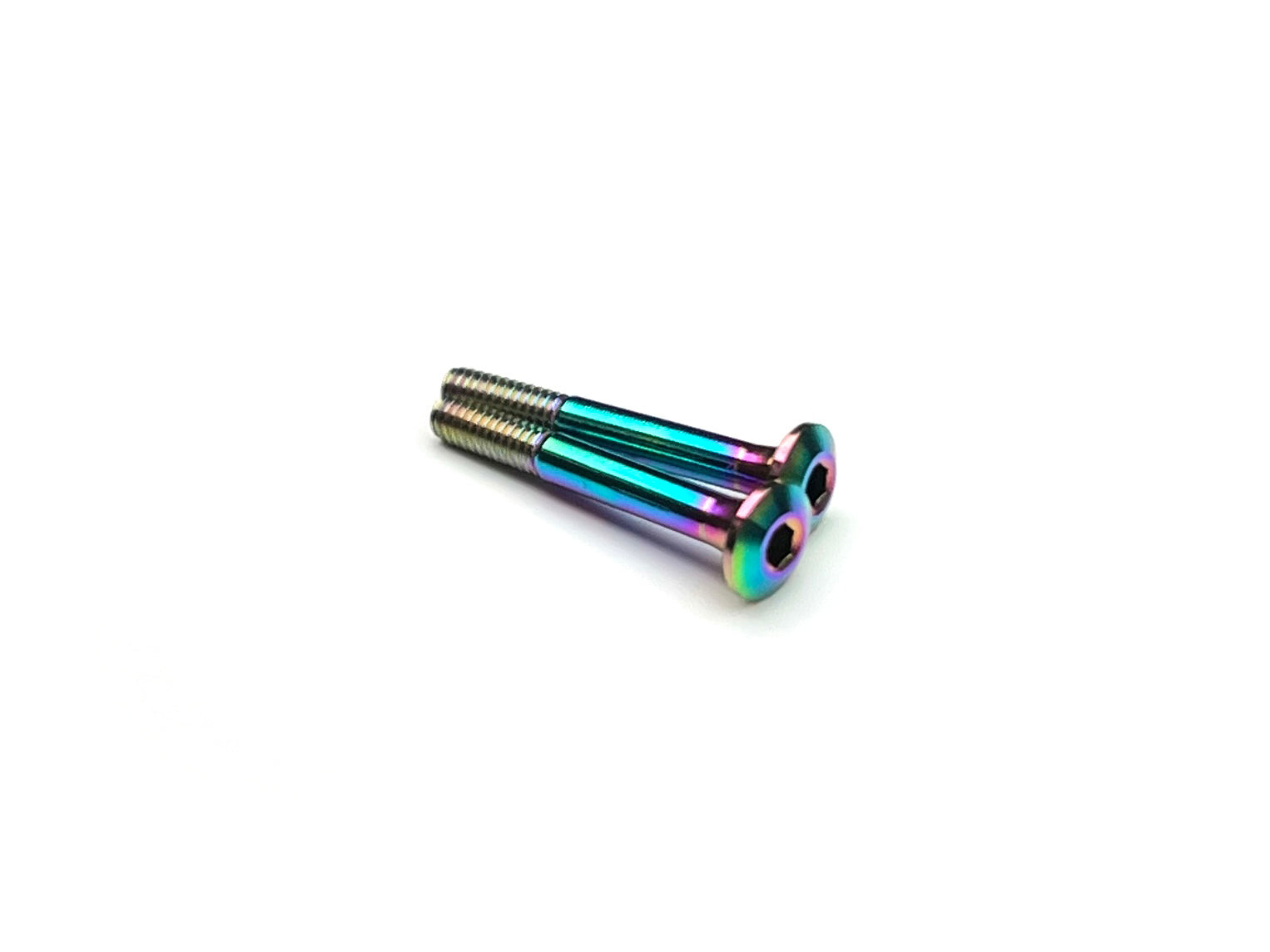 Sortafast titanium body stop screws - oil slick color - M2 thread for cars like the AMX A800RR and Mugen MTC3