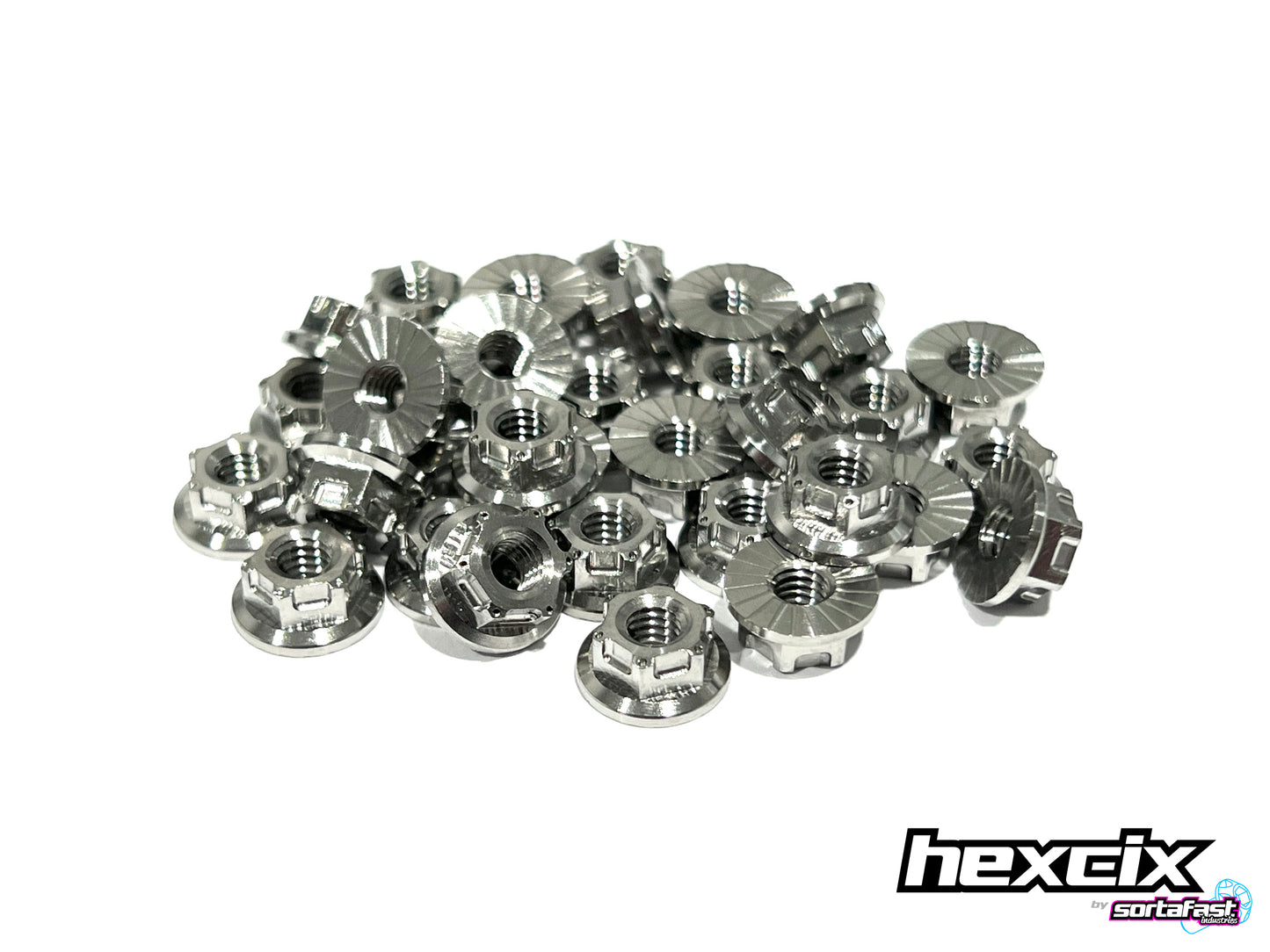 Sortafast Hexcix Titanium Nuts - M4 Flanged - 4pc